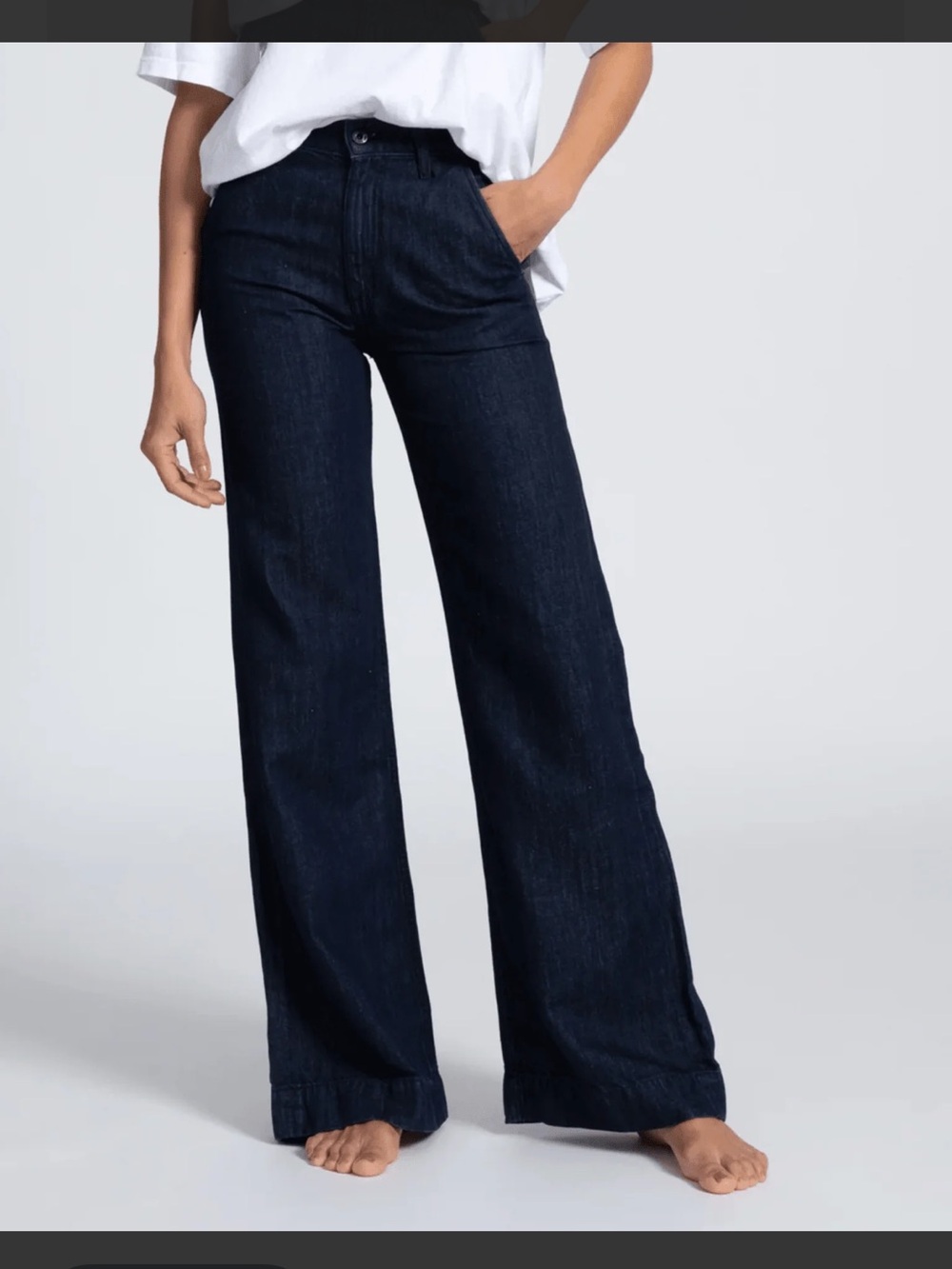 ASKK NY Denim Trouser Indigo Linen Wide Leg High Rise Jeans Cotton Linen USA EUC